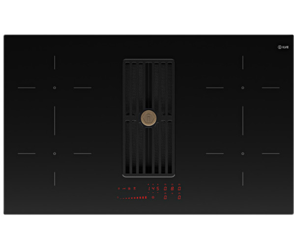 Ilve HVI90TCRF/BK inductie kookplaat met afzuiging inbouw