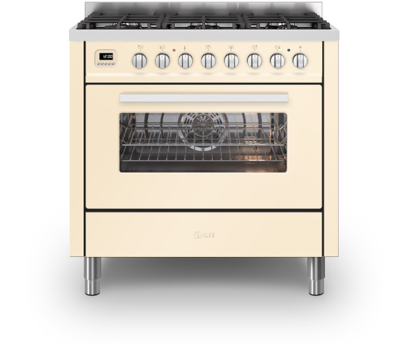 Ilve L096WMP/AW fornuis antiek wit - 90 cm. breed