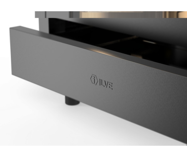 ILVE mat zwart fornuis met soft-close opberglade en dubbele ovenverlichting