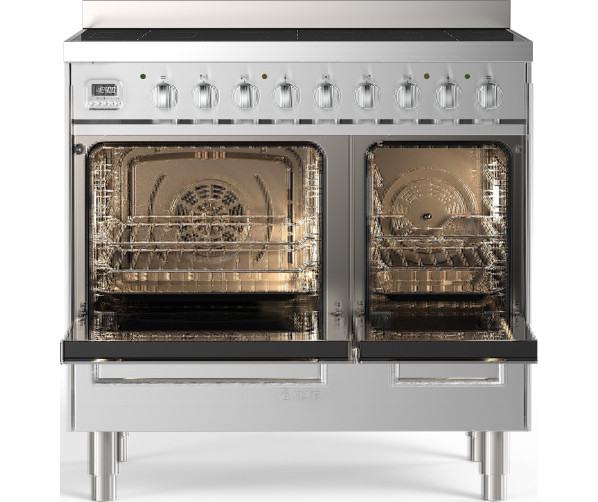 ILVE LDBI09WSCM3/SS inductie fornuis 90 cm breed, roestvrij staal met 5 inductiezones en dubbele oven