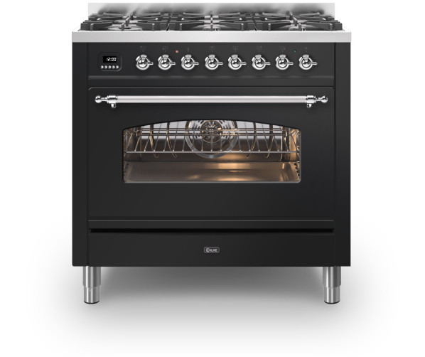 Ilve P096NE3/BK fornuis - zwart - 90 cm. breed