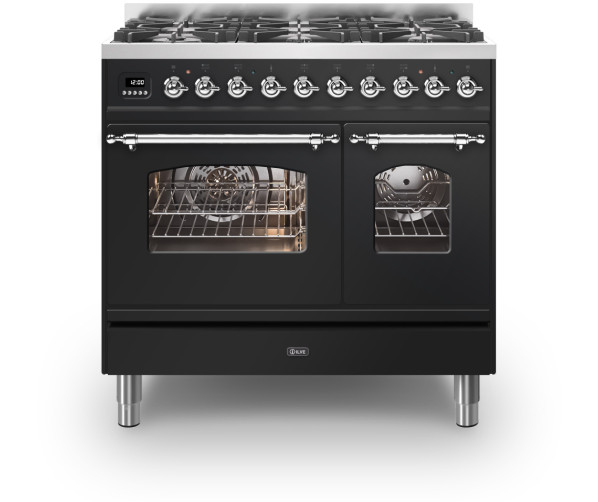 Ilve PD096NE3/BK fornuis zwart - 90 cm. breed