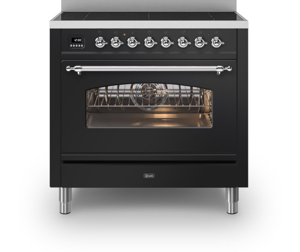 ILVE PI096NE3/BK inductie fornuis - 90 cm. - hoogglans zwart
