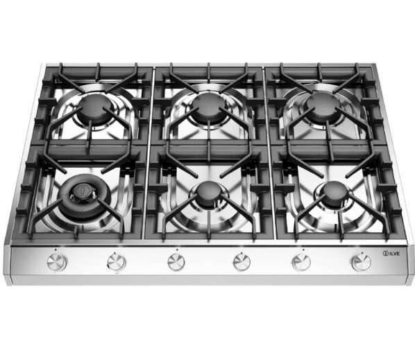 Ilve HCP9656D/SS kookplaat inbouw rvs - 90 cm. breed
