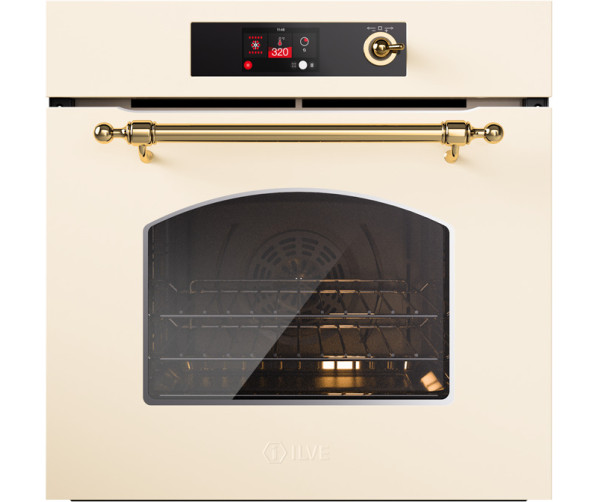 ILVE OV60SNT3/AWG inbouw oven antiek wit/messing - 60 cm. breed