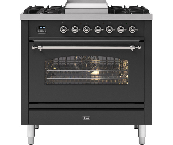 Ilve P09FNE3/MG fornuis - mat grafiet - 90 cm. breed