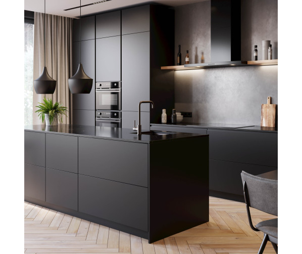 Inventum AKB9005ZWA zwarte wand afzuigkap - 90 cm. breed