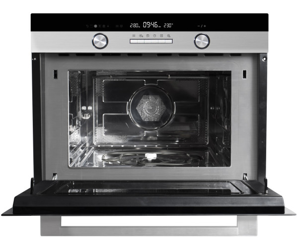 Foto van de binnenzijde van de IMC6144RK combi-magnetron met op de bodem een metalen draaiplateau