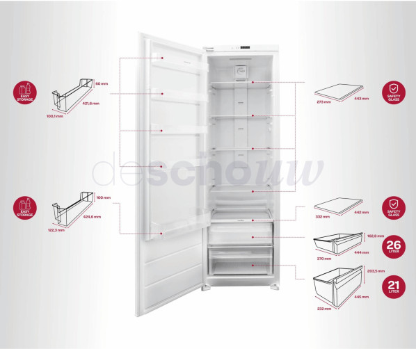 Inventum IKK1785S inbouw koelkast - nis 178 cm.