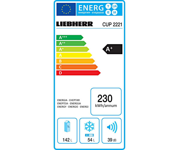 De Liebherr CUP2221 is zuinig en beschikt over een energieklasse A+ label