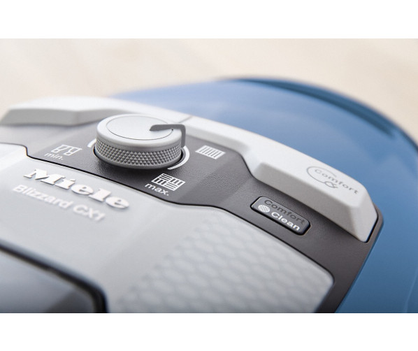 De bediening van de Miele Blizzard CX1 Ecoline Parquet Tech bevindt zich bovenop. Met een draaiknop kiest u het gewenste vermogen.