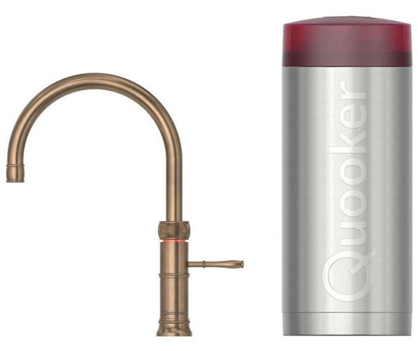 Quooker COMBI+ Classic Fusion Round MESSING PATINA - kokend water kraan