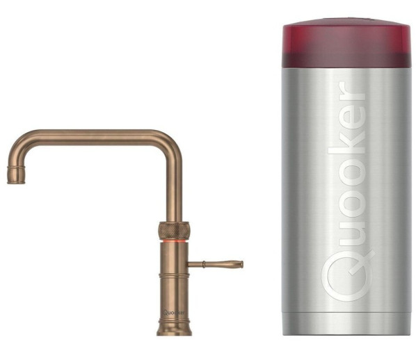 Quooker COMBI+ Classic Fusion Square MESSING PATINA - kokend water kraan