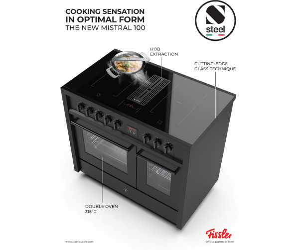 Steel Mistral 100 inductie fornuis met kookveldafzuiging