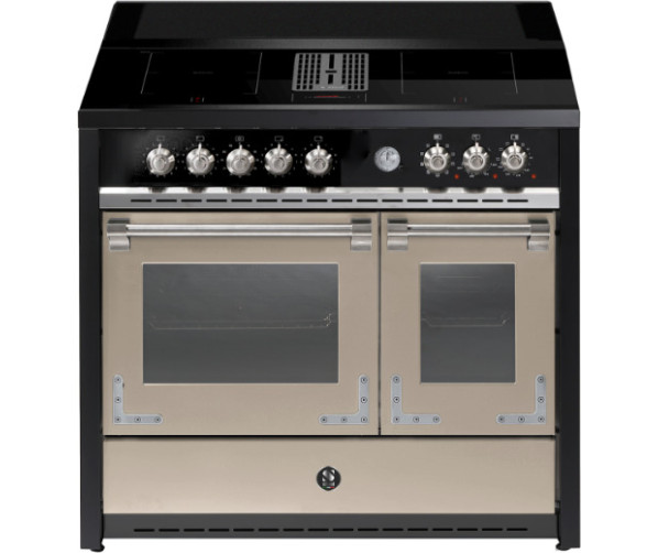 Modern zandkleur STEEL X10FF-4FIKW fornuis met dubbele oven en afzuiging
