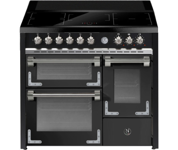 Steel XQ10FFF-5FIW inductiefornuis mat zwart met 3 ovens en afzuiging