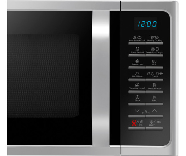 Het bedieningspaneel van de Samsung MC28H5015CS is voorzien van drukknoppen