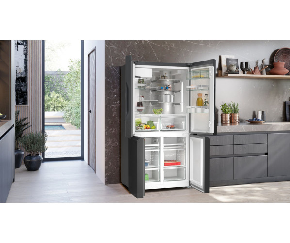 Siemens KF96DAXEA vrijstaande side-by-side koelkast - blacksteel