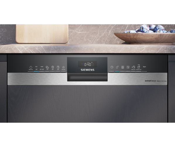 Siemens SN53ES20BE half geintegreerde inbouw vaatwasser met rvs bedieningspaneel