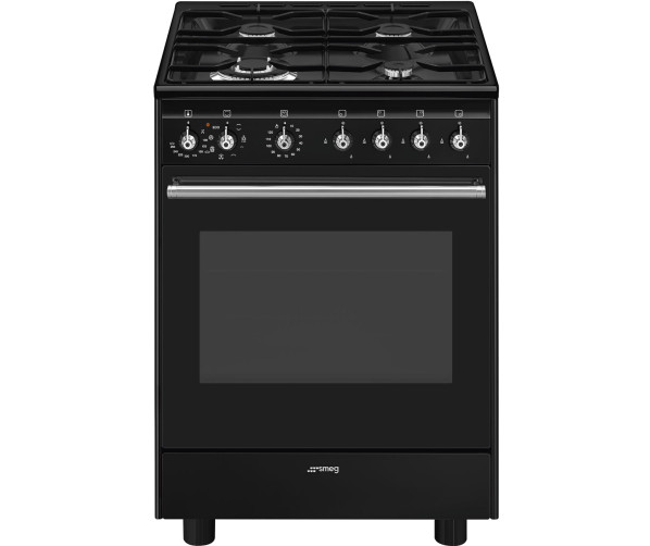 Smeg CX61GMBLNLK gas fornuis van 60 cm breed uitgevoerd in het zwart