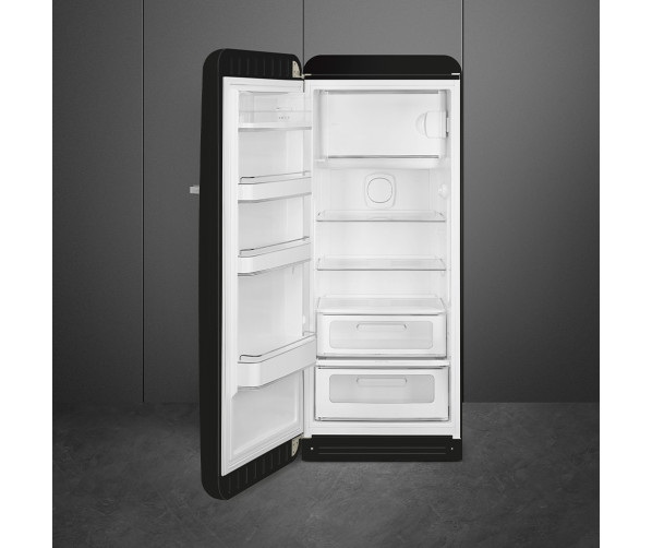 Smeg FAB28LBL6 retro jaren 50 koelkast - zwart - linksdraaiend