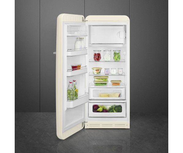 Smeg FAB28LCR6 retro jaren 50 koelkast - creme - linksdraaiend