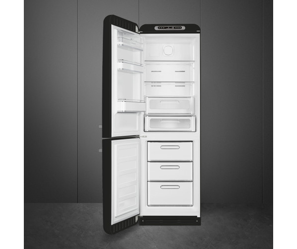 Smeg FAB32LBL6 retro jaren 50 koelkast - zwart - linksdraaiend