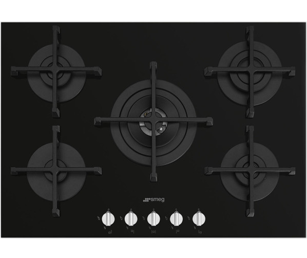 Smeg PV275NNLK-S inbouw gas-op-glas kookplaat - 72 cm. breed