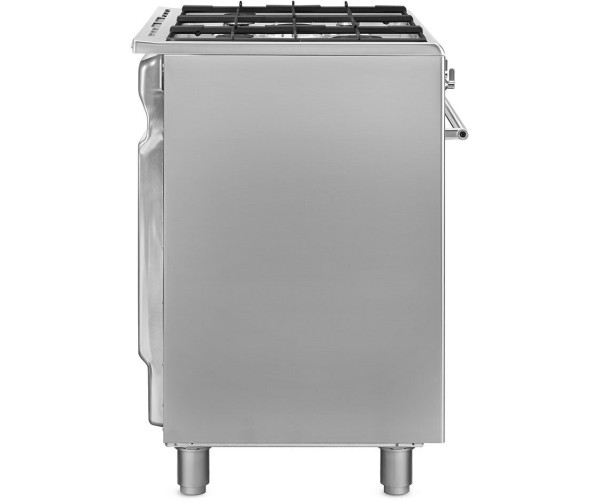 SMEG CX91GMXNLK gasfornuis zijaanzicht rvs 90 cm breed met 5-pits kookplaat en wokbrander
