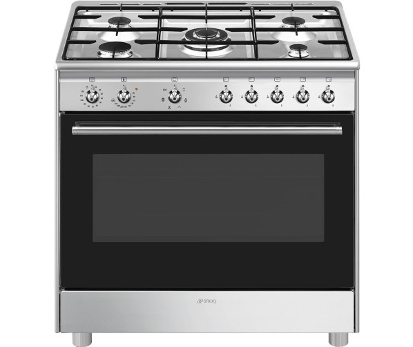 SMEG CX91GMXNLK gasfornuis 90 cm rvs met 5-pits kookplaat