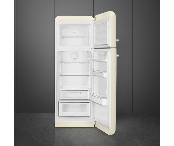 Smeg FAB30RCR5 rechtsdraaiende retro koelkast - creme