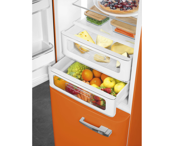 Smeg FAB32LOR5 retro jaren 50 koelkast oranje - linksdraaiend