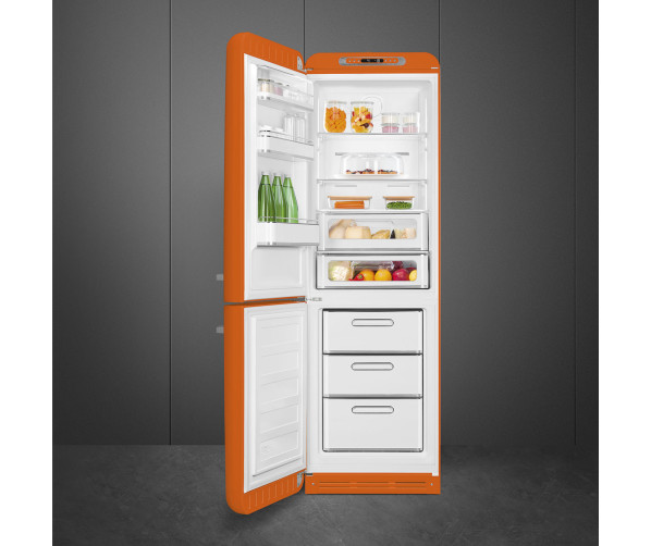 Smeg FAB32LOR5 retro jaren 50 koelkast oranje - linksdraaiend