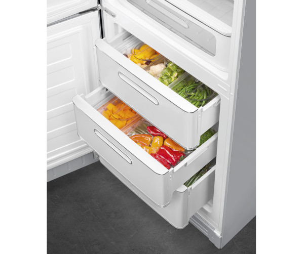 Smeg FAB32LSV5 retro jaren 50 koelkast zilver - linksdraaiend