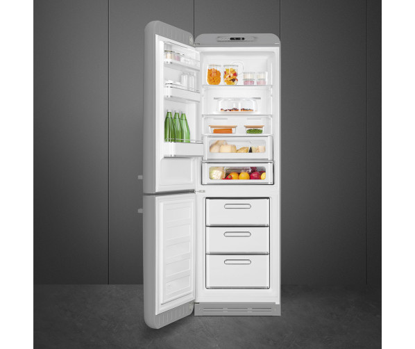 Smeg FAB32LSV5 retro jaren 50 koelkast zilver - linksdraaiend