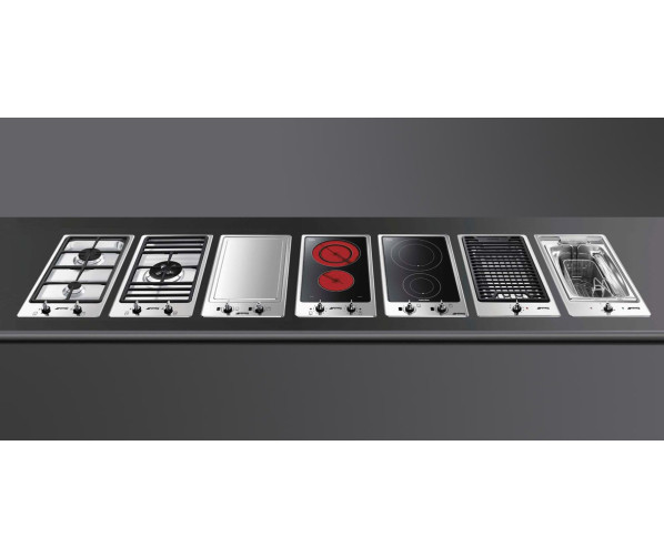 De Smeg PGF30T1 is te combineren met bijpassende domino kookplaten uit de SMEG serie