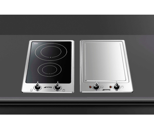De SMEG inbouw tepan yaki PGF30T1 gecombineerd met bijpassende inductie kookplaat