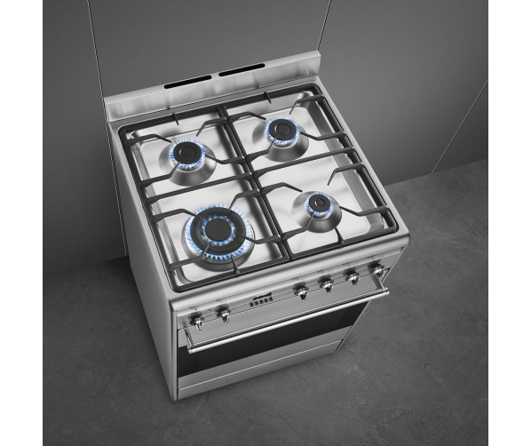 Smeg SNLK61MX9 gas fornuis - roestvrijstaal - 60 cm. breed