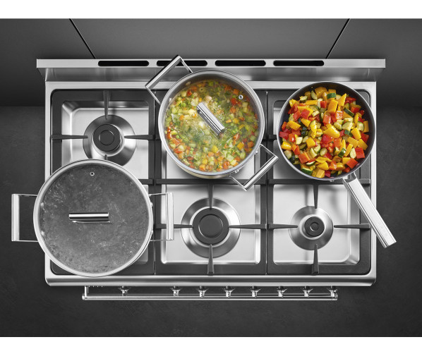 Smeg SNLK916MFX9 gas fornuis - roestvrijstaal - 90 cm. breed