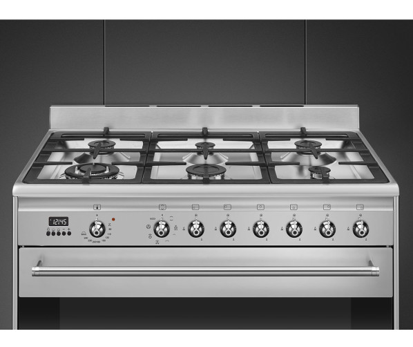 Smeg SNLK916MFX9 gas fornuis - roestvrijstaal - 90 cm. breed