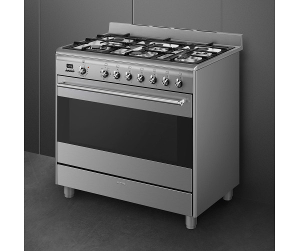 Smeg SNLK916MFX9 gas fornuis - roestvrijstaal - 90 cm. breed