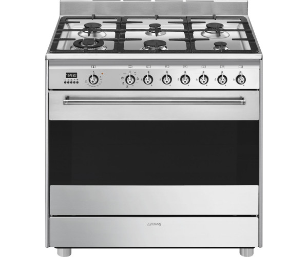 Smeg SNLK916MFX9 gas fornuis - roestvrijstaal - 90 cm. breed