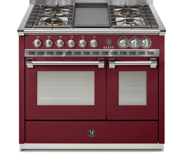 Steel A10FF-4B Ascot gas fornuis - 100 cm breed in de kleur Bordeaux