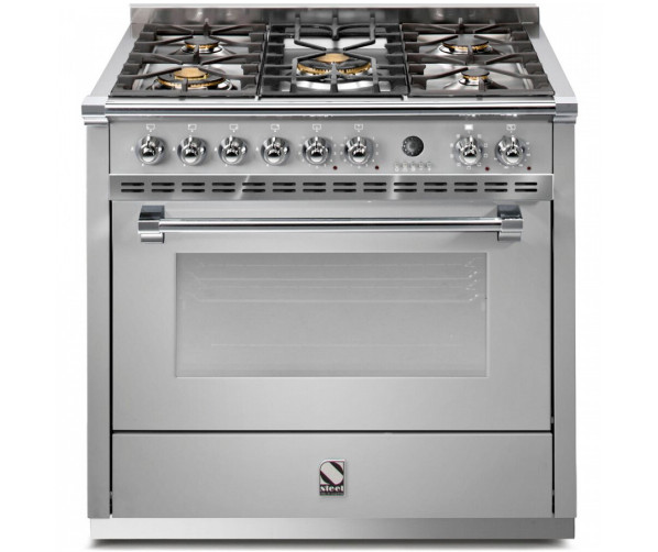 Steel A9F-4M Ascot gasfornuis - 90 cm breed - met 6 kW mega wok