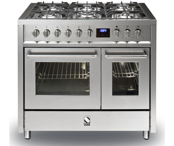 Steel E10FF-6 fornuis met dubbele oven - 100 cm breed