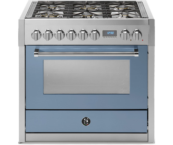 Steel G9F-6W fornuis afgebeeld in de kleur Celeste