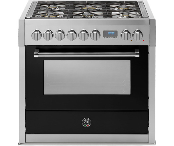 Steel G9F-6W fornuis afgebeeld in de kleur Nero