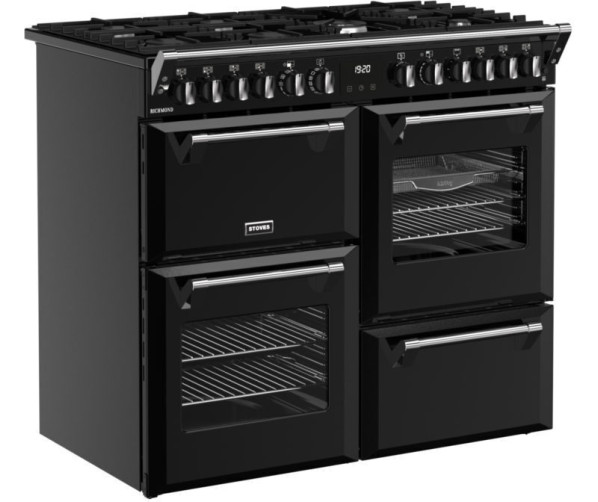Zwart 100 cm STOVES Richmond 100 DF DX fornuis geschikt voor koken, braden en slowcooken