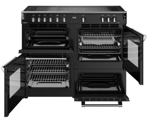 Zwart Stoves Richmond 110 Ei DX RTY fornuis met 4 ovens en draaiknop bediening