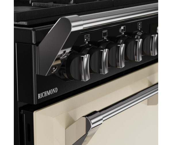 Gasfornuis draaiknoppen met indicatielampje Stoves Richmond 90 DF creme